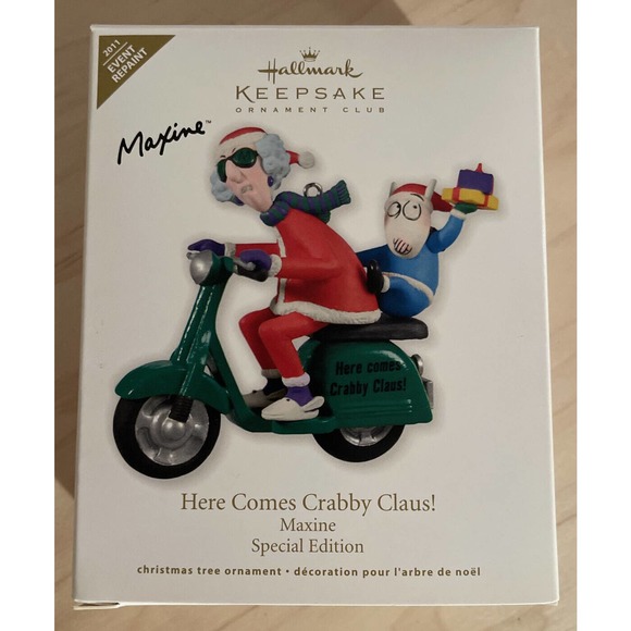 EVENT REPAINT 2011 Hallmark Keepsake Ornament Maxine Here Comes Crabby Claus NIB